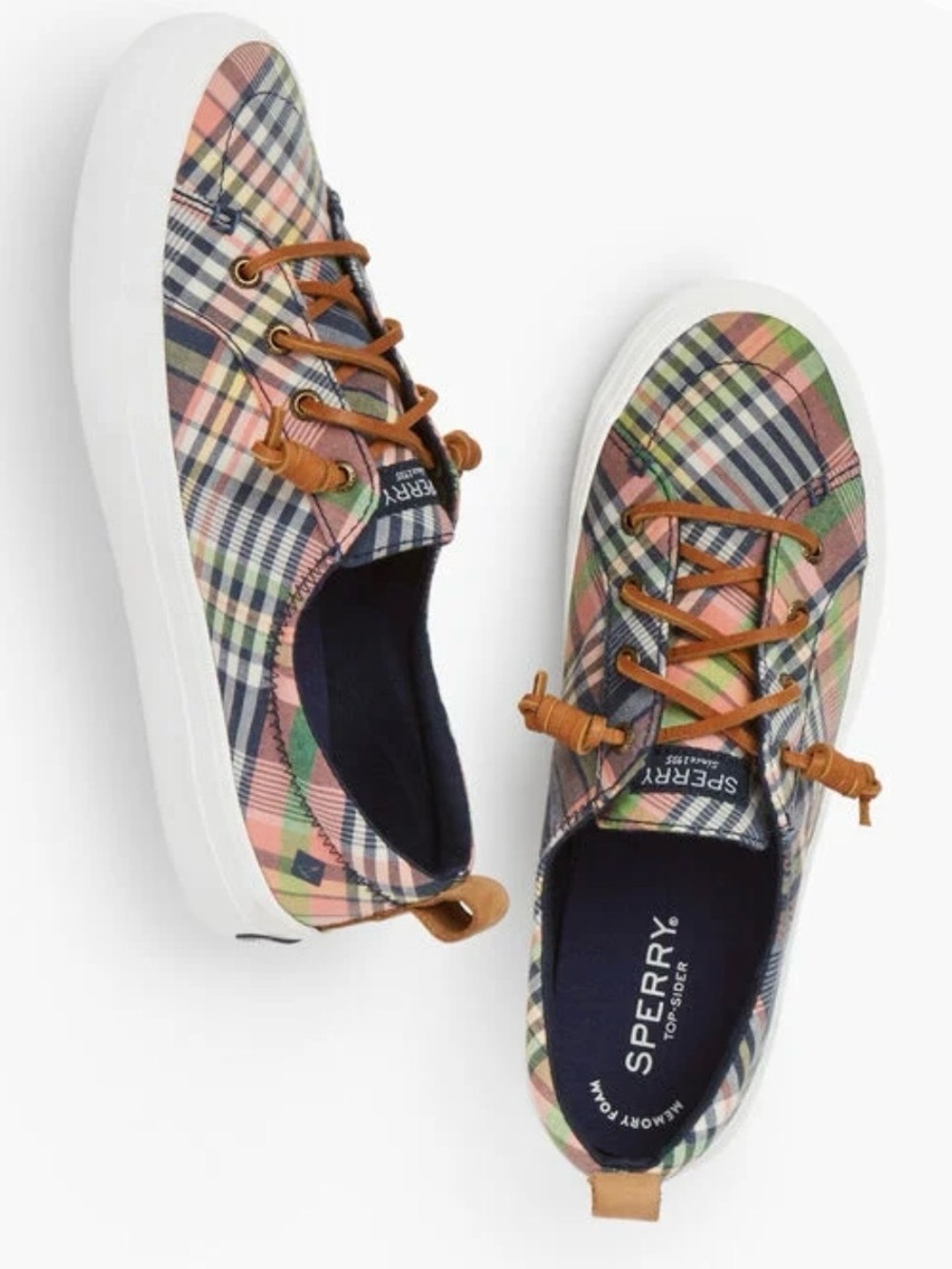 Sperry Womens Crest Vibe Washed Plaid Sneaker Size 10